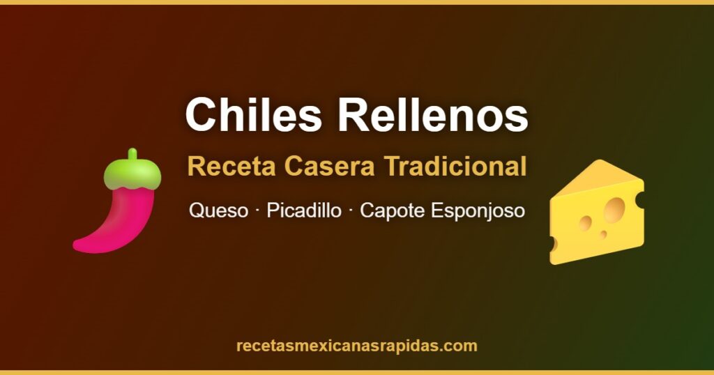 Chiles rellenos caseros con queso fundido y capote dorado
