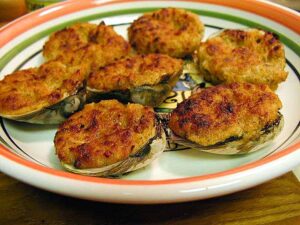 Almejas chocolatas gratinadas estilo Baja California Sur